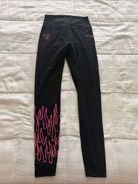 Kill Crew Black Leggings with Pink Flame Accent